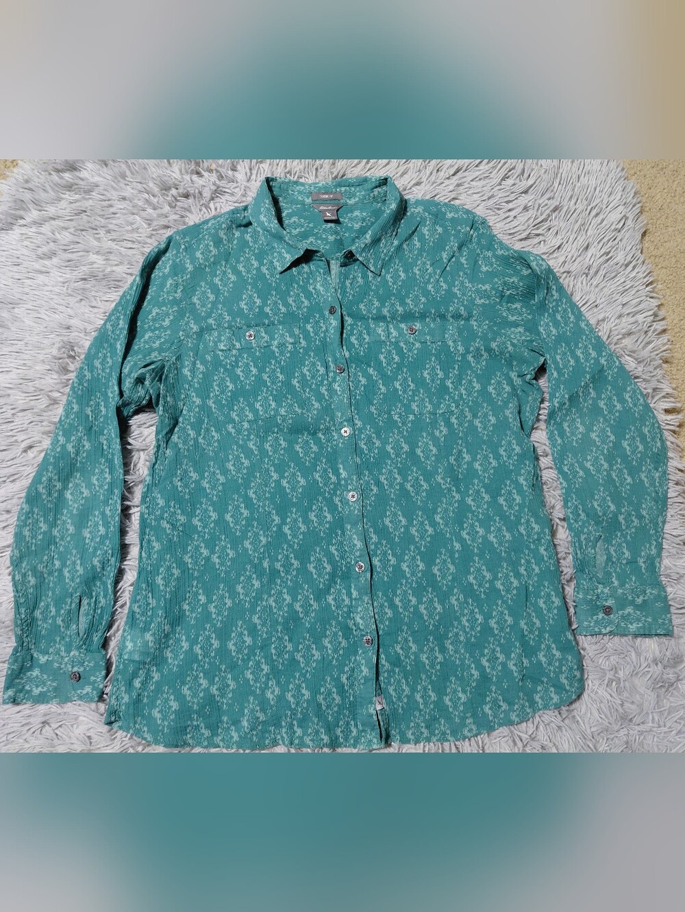 Eddie Bauer Women's Teal Long Sleeve Shirt Size XL
